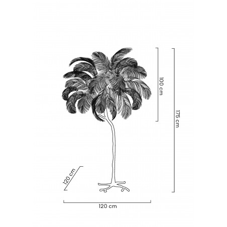 Lampa podłogowa TIFFANY 175 czarna  mosiądz / naturalne pióra