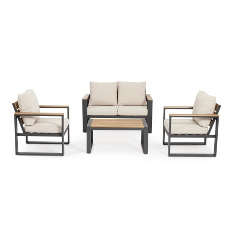 Bizzotto Zestaw Wypoczynkowy Ogrodowy     Leandro Antracyt / Beż