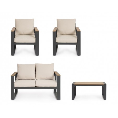 Bizzotto Zestaw Wypoczynkowy Ogrodowy     Leandro Antracyt / Beż