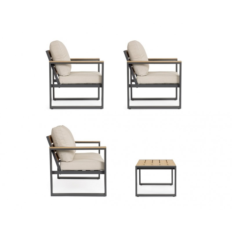 Bizzotto Zestaw Wypoczynkowy Ogrodowy     Leandro Antracyt / Beż