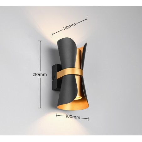 Trio Kinkiet Coat 218600280 Czarny, Złoty I Odcienie Złota