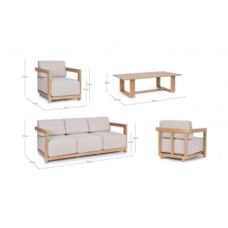 Bizzotto Zestaw Wypoczynkowy Ogrodowy     Theseus Naturalny