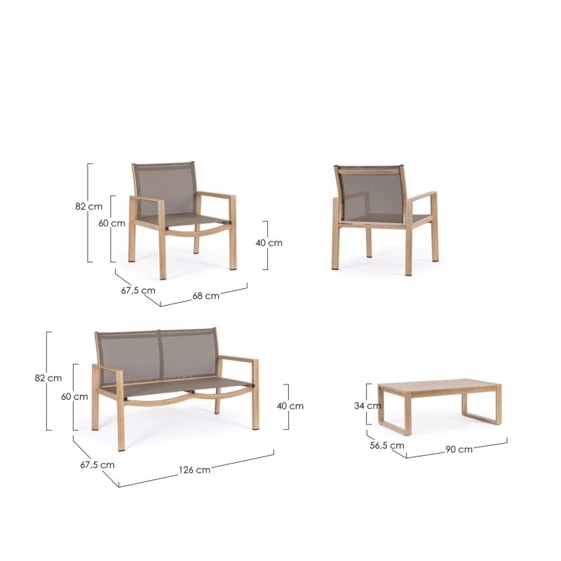 Bizzotto Zestaw Wypoczynkowy Ogrodowy     Kallen Naturalny