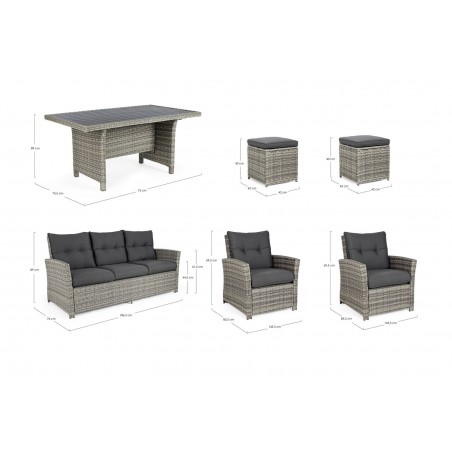 Bizzotto Zestaw Wypoczynkowy Ogrodowy     Ariel Szary