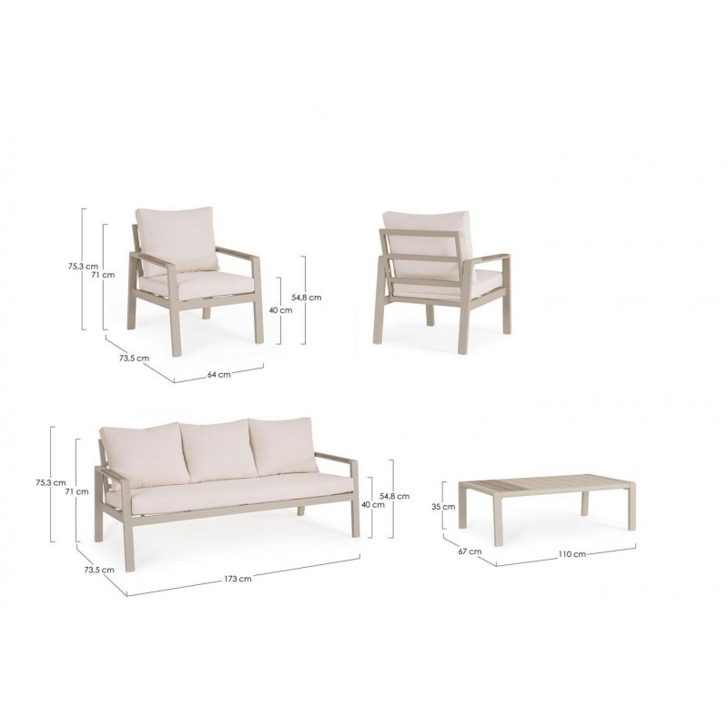 Bizzotto Zestaw Wypoczynkowy Ogrodowy     Elna Peyote Beżowy