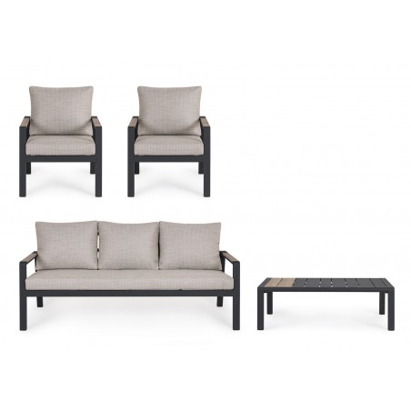 Bizzotto Zestaw Wypoczynkowy Ogrodowy     Elna Antracyt / Beż