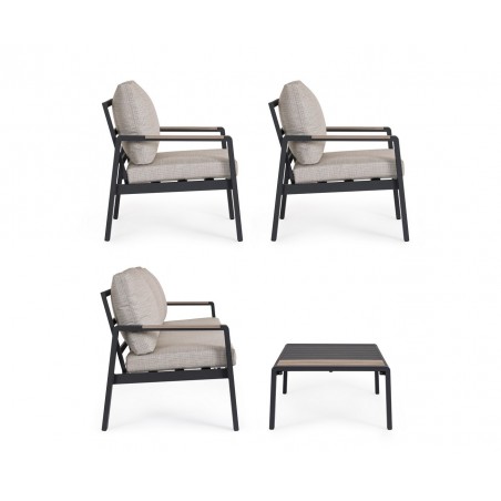 Bizzotto Zestaw Wypoczynkowy Ogrodowy     Elna Antracyt / Beż