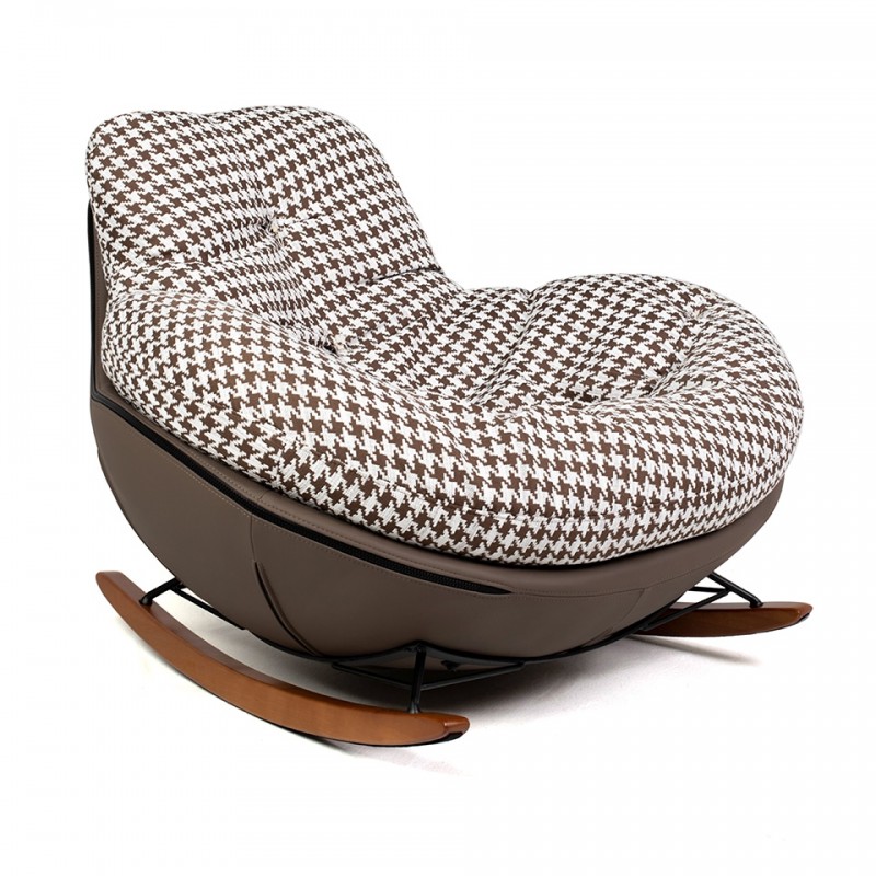 Fotel Bujany Fatty Brązowa Pepitka