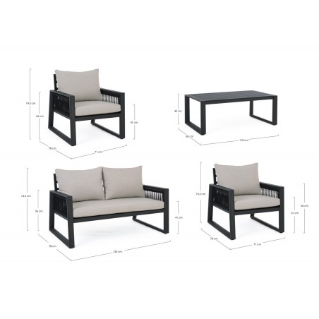 Bizzotto Zestaw Ogrodowy Captiva          Antracyt / Szary