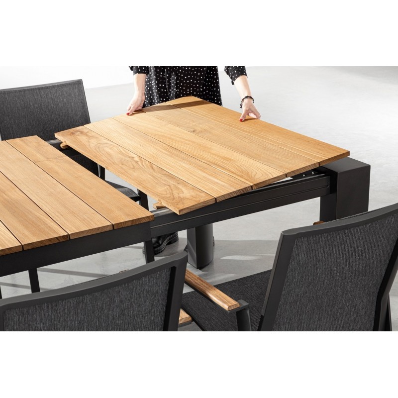 Bizzotto Stół Ogrodowy Cameron 253-384    Naturalny / Czarny (Rozkładany)