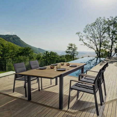 Bizzotto Stół Ogrodowy Elias 140-200      Naturalny / Czarny (Rozkładany)