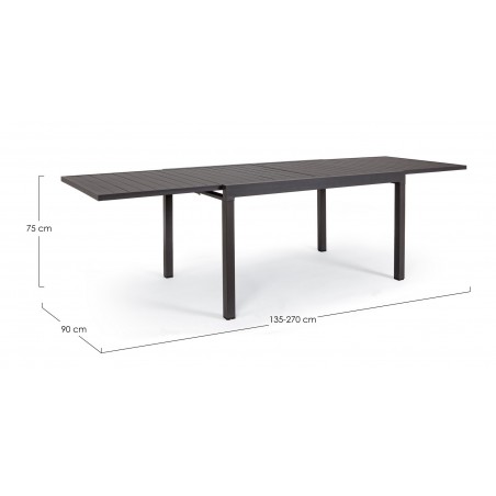 Bizzotto Stół Ogrodowy Pelagius 135-270   Ciemny Szary (Rozkładany)