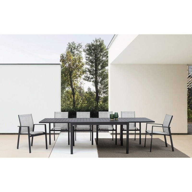 Bizzotto Stół Ogrodowy Pelagius 135-270   Ciemny Szary (Rozkładany)