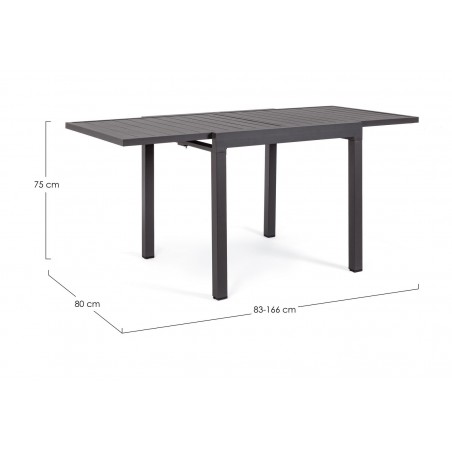 Bizzotto Stół Ogrodowy Pelagius 83-166    Ciemny Szary (Rozkładany)