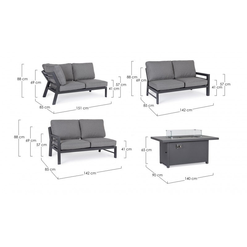 Bizzotto Zestaw Ogrodowy Hendrix Ciemny   Szary