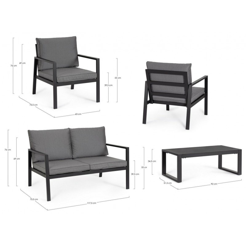 Bizzotto Zestaw Ogrodowy Hilde Ciemny     Szary