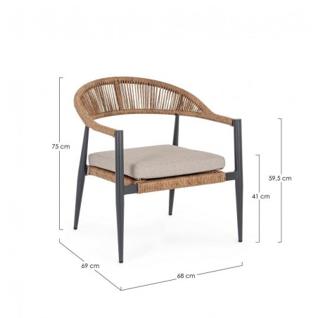 Bizzotto Fotel Ogrodowy Jandia Szare /    Naturalne