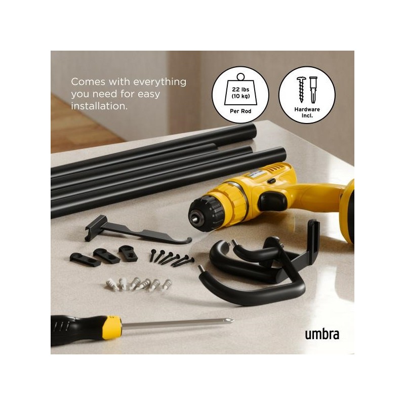 Umbra Karnisz Twilight Double 76 - 213    Cm Czarny Mat