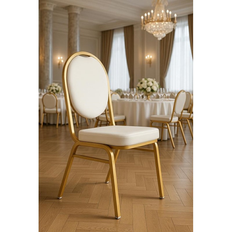 Krzesło Bankietowe / Konferencyjne        Hestia Białe / Złote