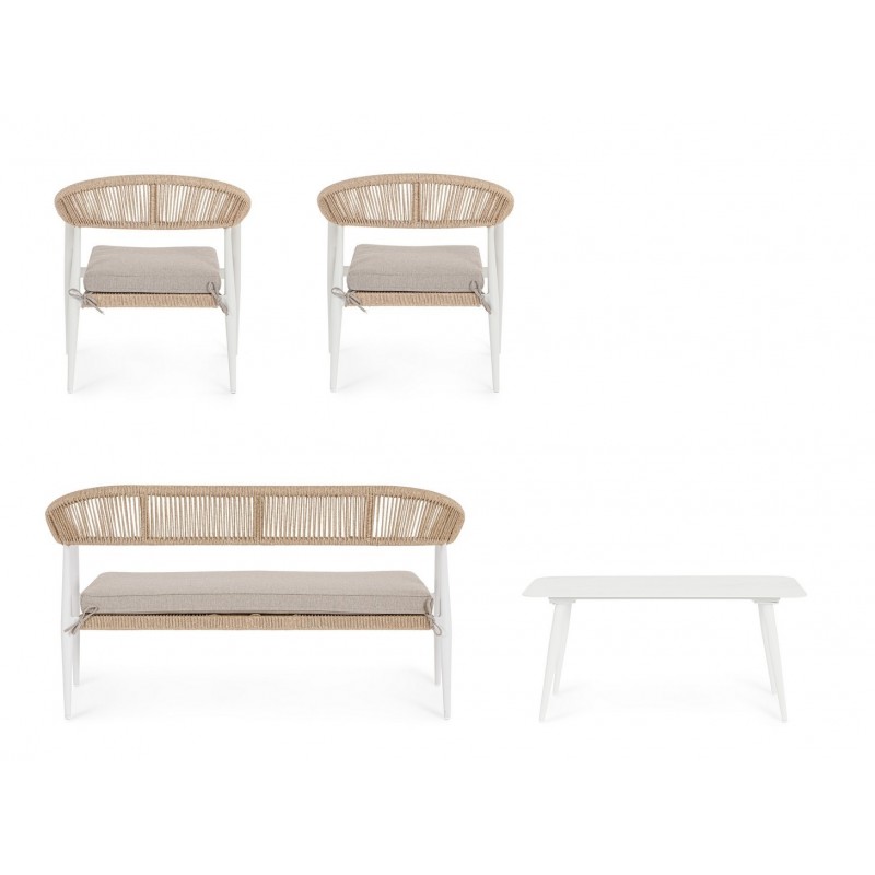 Bizzotto Zestaw Ogrodowy Jandia Biały /   Beż