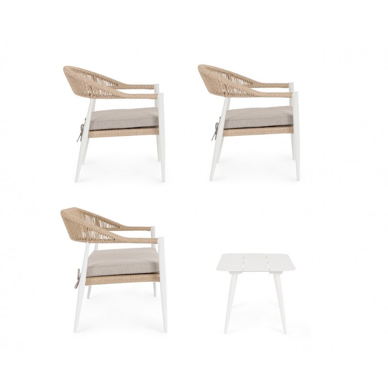 Bizzotto Zestaw Ogrodowy Jandia Biały /   Beż