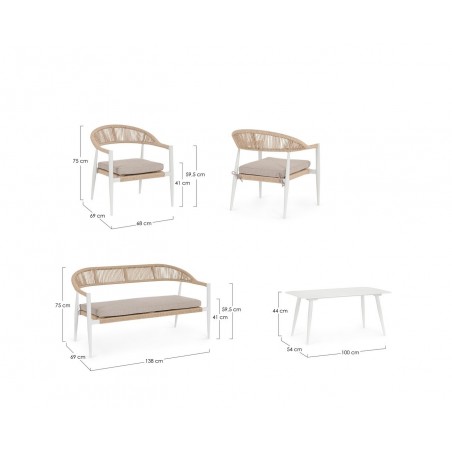 Bizzotto Zestaw Ogrodowy Jandia Biały /   Beż