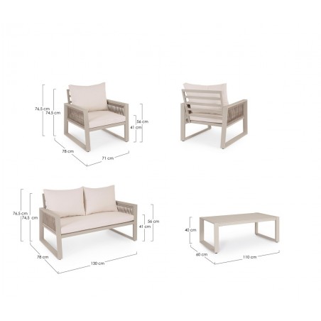 Bizzotto Zestaw Ogrodowy Captiva Beżowy