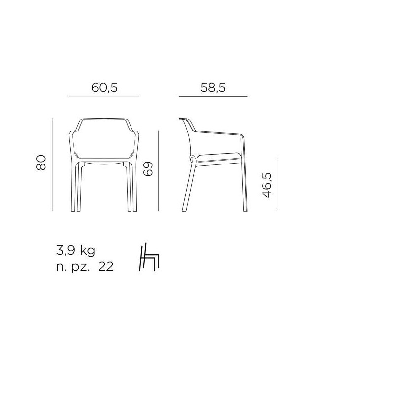 Nardi Krzesło Ogrodowe Net Turkusowe