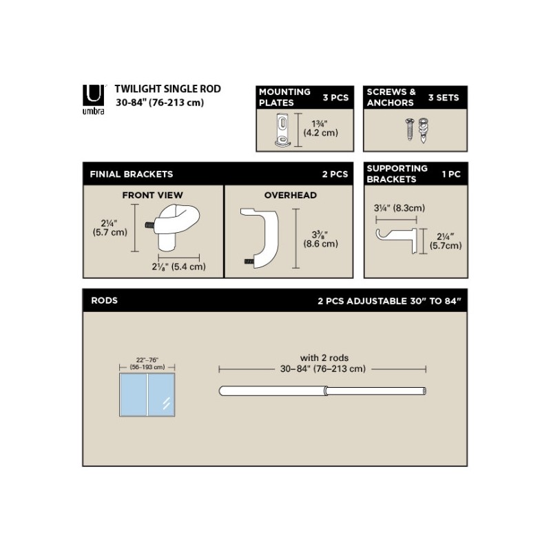 Umbra Karnisz Twilight 76 - 213 Cm        Czarny Mat