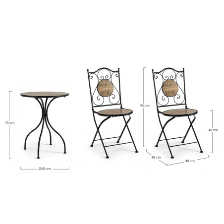 Bizzotto Zestaw Ogrodowy Kansas Brązowy   / Czarny