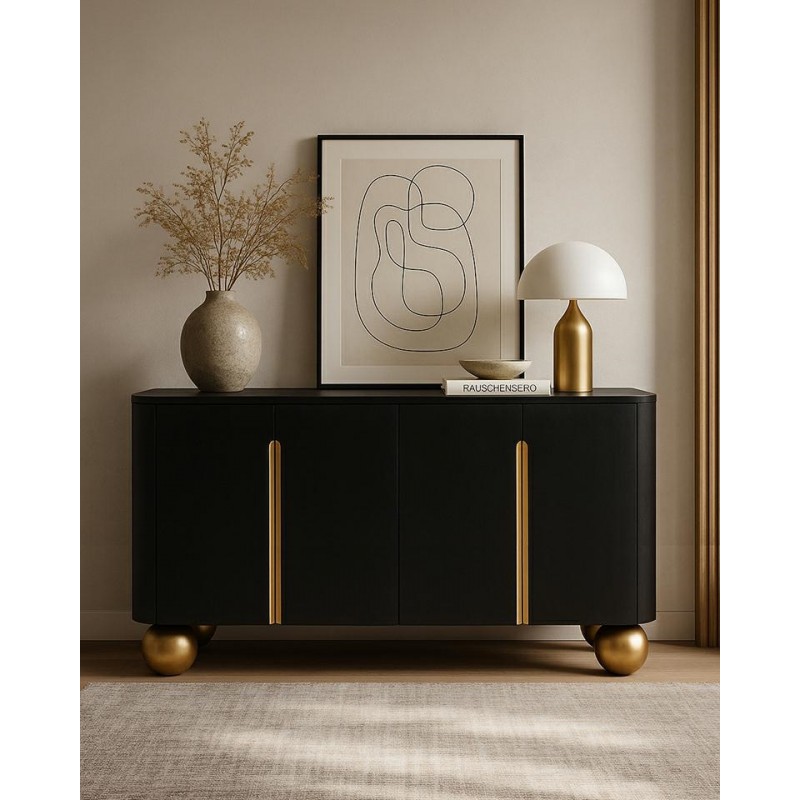 Mamaison Komoda Organic Czarna / Złota    / Drewno