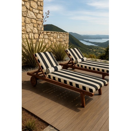 Materac ogrodowy AZURE z poduszką biało-czarny