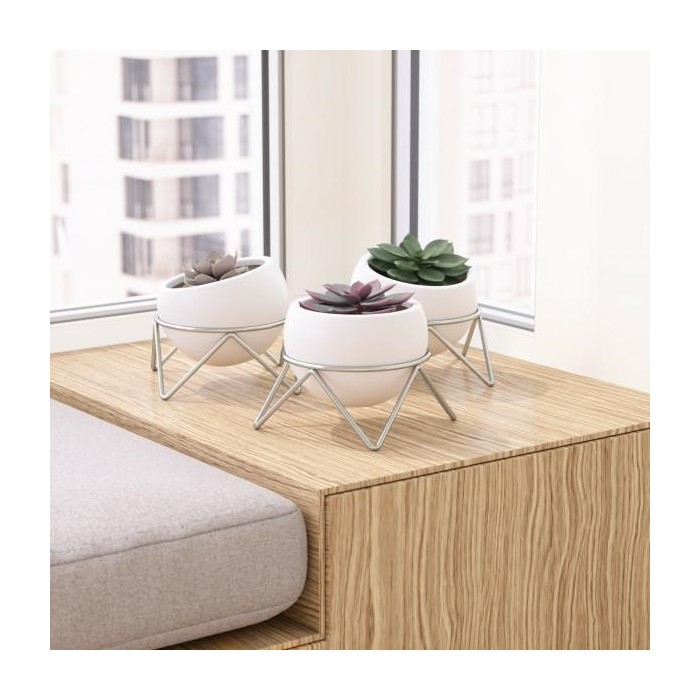 Umbra Doniczki Potsy - Biały, Srebrny