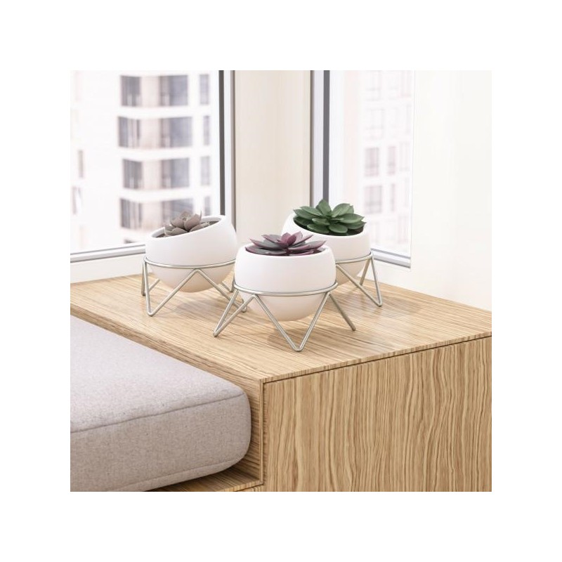 Umbra Doniczki Potsy - Biały, Srebrny