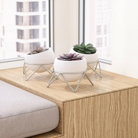 Umbra Doniczki Potsy - Biały, Srebrny