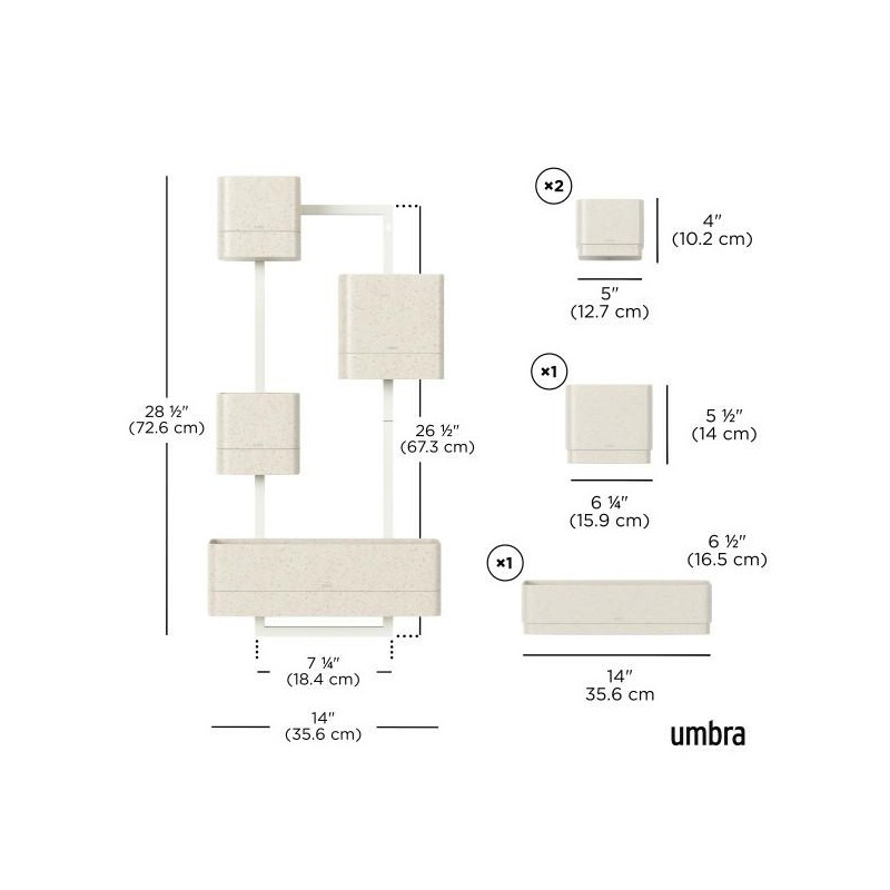 Umbra Zestaw Doniczek Cubiko Biały