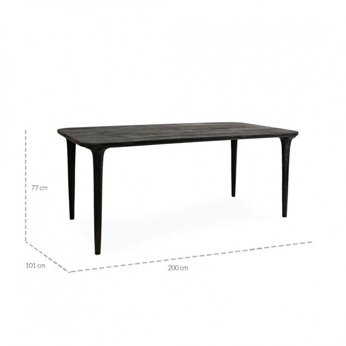 Mamaison Stół Jadalniany Laminar 200      Czarny / Drewno