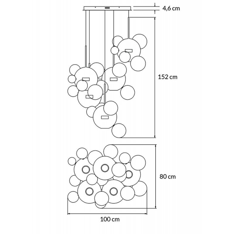 Moosee Lampa Wisząca Capri Disc 5 Złota   - 300 Led, Aluminium, Szkło