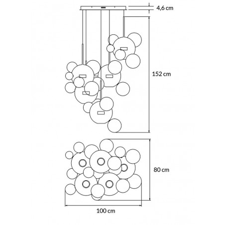 Moosee Lampa Wisząca Capri Disc 5 Złota   - 300 Led, Aluminium, Szkło