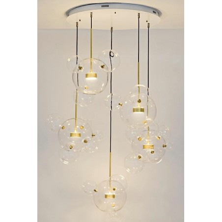 Moosee Lampa Wisząca Capri Disc 5 Złota   - 300 Led, Aluminium, Szkło