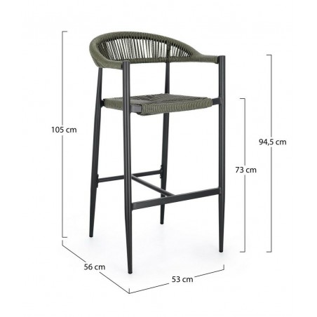 Bizzotto Krzesło Barowe Ogrodowe Jandia   Szare / Zielone