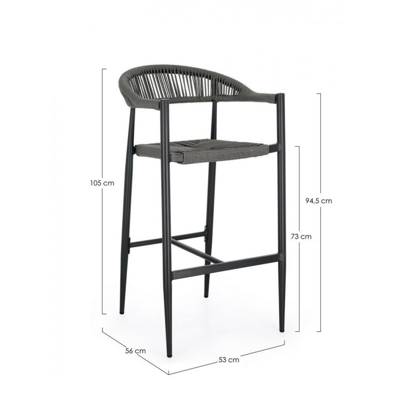 Bizzotto Krzesło Barowe Ogrodowe Jandia   Szare