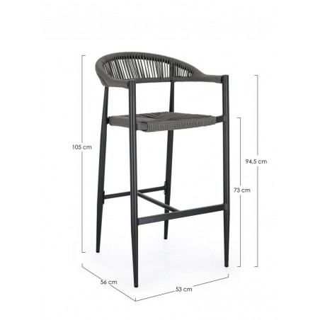 Bizzotto Krzesło Barowe Ogrodowe Jandia   Szare