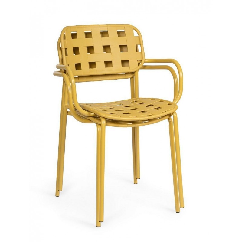 Bizzotto Krzesło Ogrodowe Clover Arm      Żółte