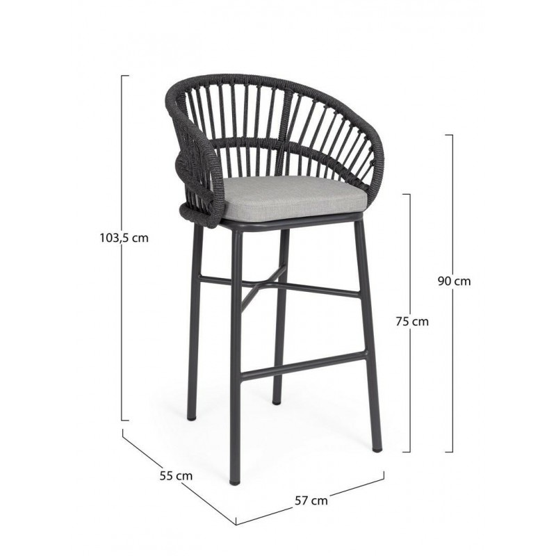 Bizzotto Krzesło Barowe Ogrodowe          Odivelas Czarne