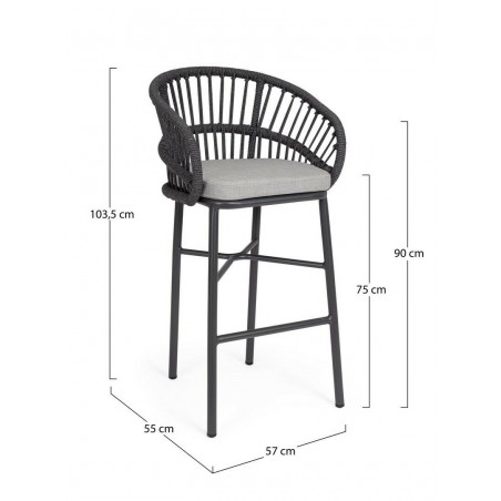 Bizzotto Krzesło Barowe Ogrodowe          Odivelas Czarne