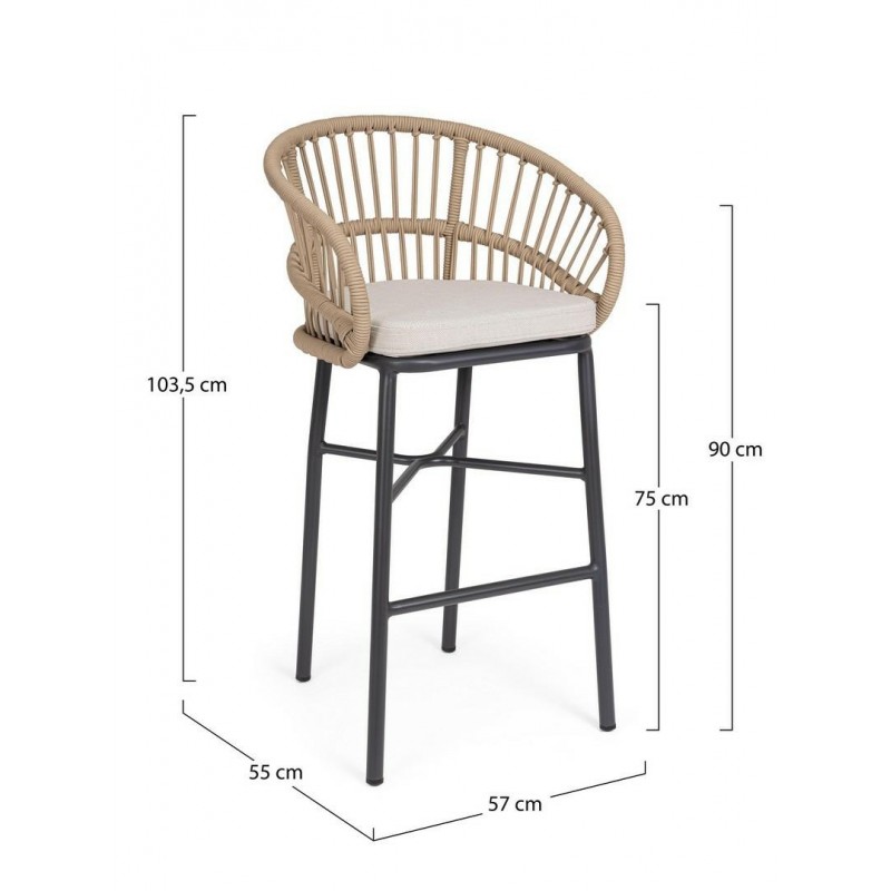 Bizzotto Krzesło Barowe Ogrodowe          Odivelas Beżowe