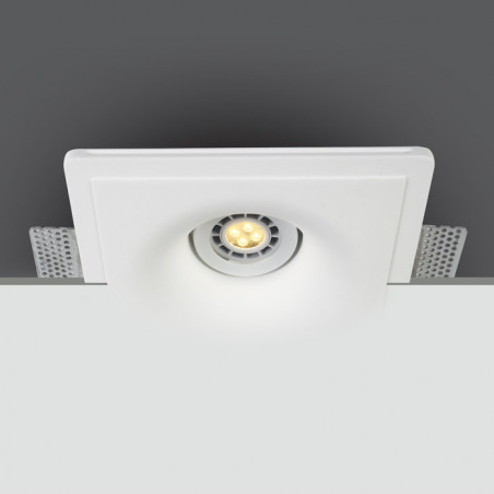 11105GT5 gipsowy wpust w kolorze białym z oprawką GU10 MR16 puszka montażowa