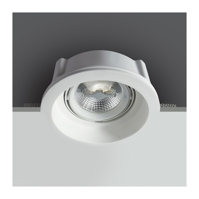 11110GT1 biała wpuszczana gipsowa oprawa typu downlight w kolorze białym z oprawką G53 R111 puszka montażowa