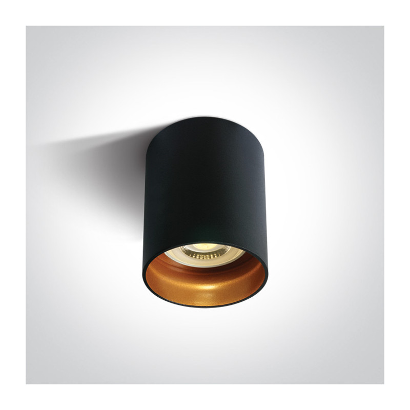 12105N/B czarna oprawa sufitowa z mosiężnym odbłyśnikiem i oprawką GU10 MR16 10W